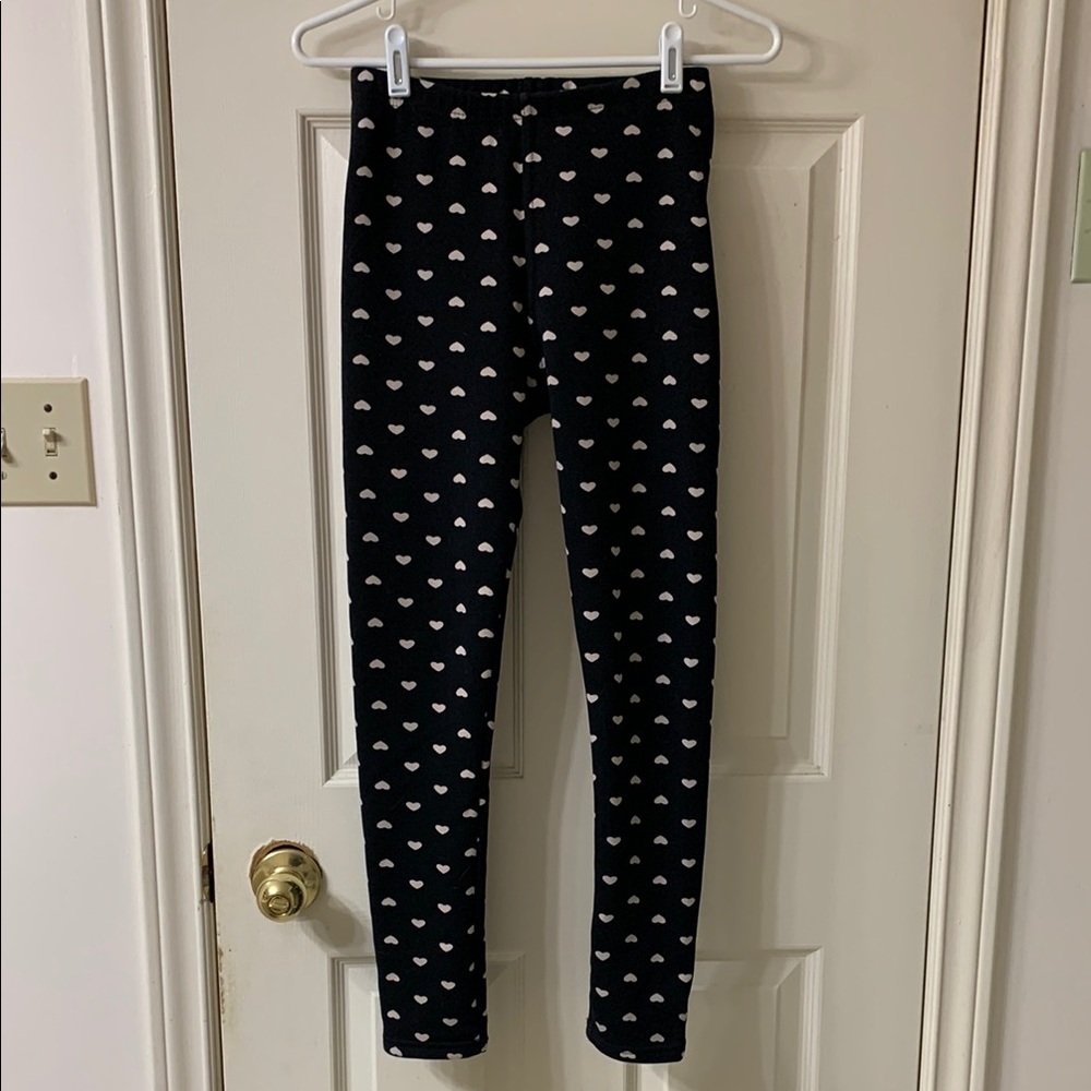 🌷3 for $25🌷Just Cozy, US XS/S, Black & Beige Heart Print Fleece Lined Leggings